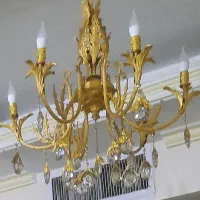یک جفت لوستر برنجی شش شاخه رنگ طلایی