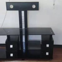 میز تلویزیون شیشه ای و چوبی