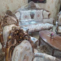 مبل سلطنتی استیل 9 نفره چوب گردو منبت کاری نونو