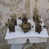 سرویس فنجان و قندان برونز