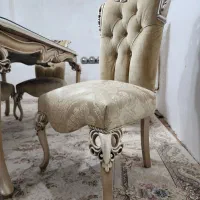 میز صندلی ناهارخوری ۶نفره چوب راش رنگ صدفی جهیزیه