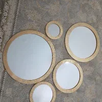 آینه ۵ تیکه گرد قاب طلایی