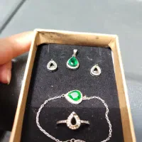 ست نقره گوشوار دست بند انگشتر  پلاک