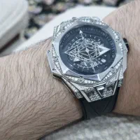 ساعت هابلوتHUBLOT مردانه سیلور فول نگین
