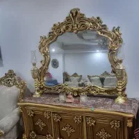 مبل استیل 9 نفره و اینه کنسول میز تلفن تابلو فرش