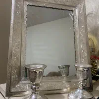 آینه شمعدان طرح نقره با فاکتور کاملا سالم