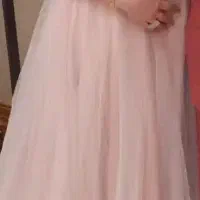 لباس مجلسی پرنسسی صورتی گلبهی سنگ‌دوزی شده