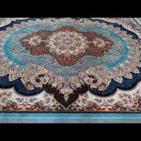 فرش ۷۰۰شانه طرح ارکیده فیروزه ای