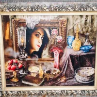 تابلو فرش دستباف طرح بانوی کلاسیک با قاب نفیس