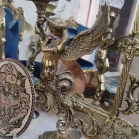 لوستر و آینه شمعدان برنجی