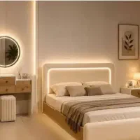 تخت دونفره تدی چراغ دار باکفی