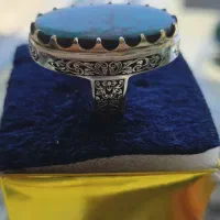 انگشتر سنگ فیروزه نیشابور  کار دست و ماشین