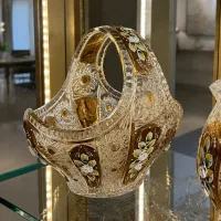 سبد کریستال چک  (طلاکوب و گل‌برجسته)