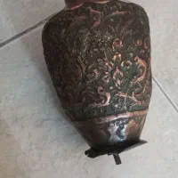 دو عدد گلدان قدیمی مس نقره کنده کاری اصفهان