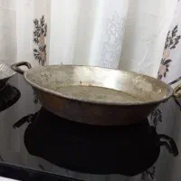 ماهی تابه ماهیتابه مسی کوچک قدیمی نو