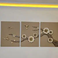 تابلو سه تکه چرم طرح  ۳ بعدی
