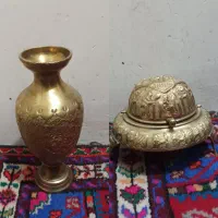 خاویار خوری و گلدان برنجی