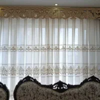 پرده حریر تور با کتیبه