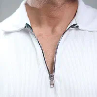 تیشرت مردانه یقه زیپ دار سفید تابستانی