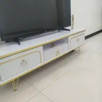 میز تلویزیون ام دی آف  پایه استیل سه کشو