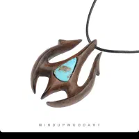 گردنبند چوبی سنگ فیروزه