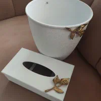 سطل آشغال و جا دستمال کاغذی برنجه