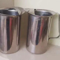 دو عدد پارچ استیل ضخیم  قدیمی ۳۰س ارتفاع بادهانه۱۵