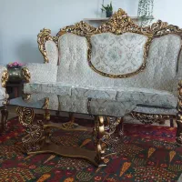 مبل استیل سلطنتی مصری خورشیدی در حد نو ، ورق طلا