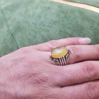 انگشتر عقیق شرف شمس معدنی با رکال نقره 925