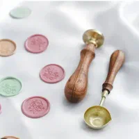لاک و مهر/موم طلایی/مهر و موم/مهر برنجی دسته چوبی