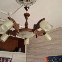 لوستر چوبی رو به پایین ۷ لامپی