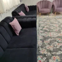 مبل خطی رنگ سورمه ای یاسی ۸ نفره کاملا نو وسالم