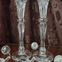 یک جفت شمعدان کریستال اصل لهستان