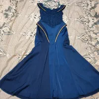 لباس مجلسی آبی نفتی طرح ماهی