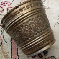 سطل برنز قدیمی دست ساز قلم زنی شده