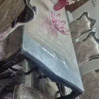 میز نهارخوری 10نفره منبت چوبی با شیشه
