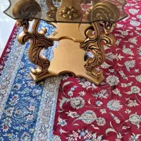 فروش میز وسط سالن چوبی کنده کاری شده با شیشه دودی