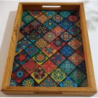 سینی های دسته دار چوبی چوب ترموود سلطنتی