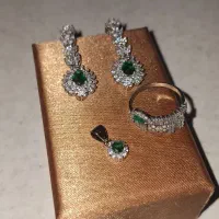 نیم ست نقره زمردعیار۹۲۵