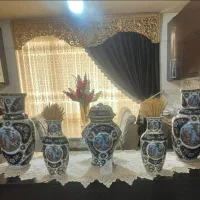 آباژور و گلدان های سرمه ای طرح فرانسوی