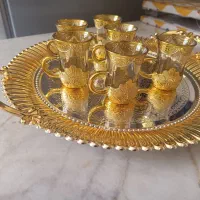 سرویس استکان و سینی طلایی سوغات کربلا