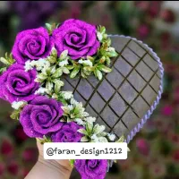 سینی حناوشاخه گل رز حنایی