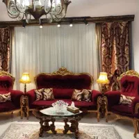 سرویس مبلمان کلاسیک و میزنهارخوری ورق طلا