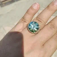 انگشتر الماس روس رنگ پرطاووسی نقره 950