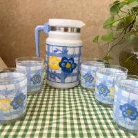 پارچ و لیوان گل پنبه ای