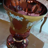 گلدان اگرمن چک قرمز طلا گل برجسته