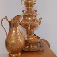 سماور برقی برنجی آب طلا نو و سالم شیک و زیبا