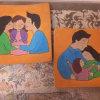 دو عدد بشقاب سفالی دیوارکوب کودک