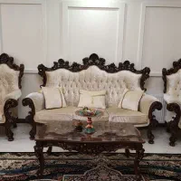 مبل استیل 9نفره با یک میز پذیرایی و 2تا عسلی