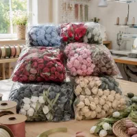 خرازی گلهای لاله پارچه ای و رز ربانی عمده و تک